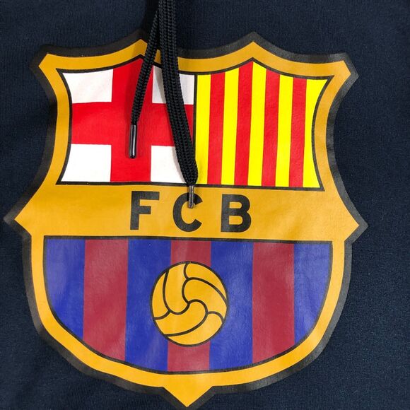FC Barcelona Hoodie Men XL Navy Blue‎ Sweatshirt Sportswear Soccer Football Logo - Picture 3 of 7